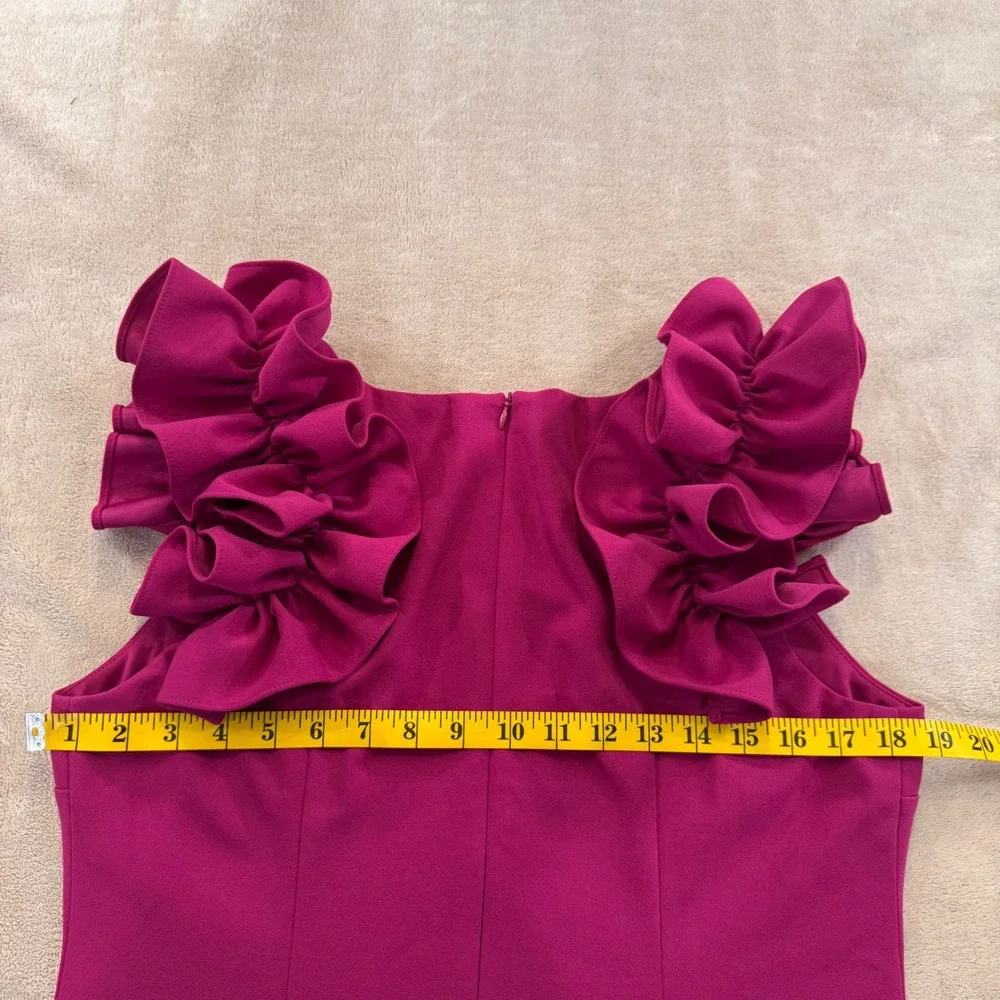 Fuchsia Pink Ruffle Cocktail Shift Dress Wedding‎ Formal Party Mother Bride Sz12